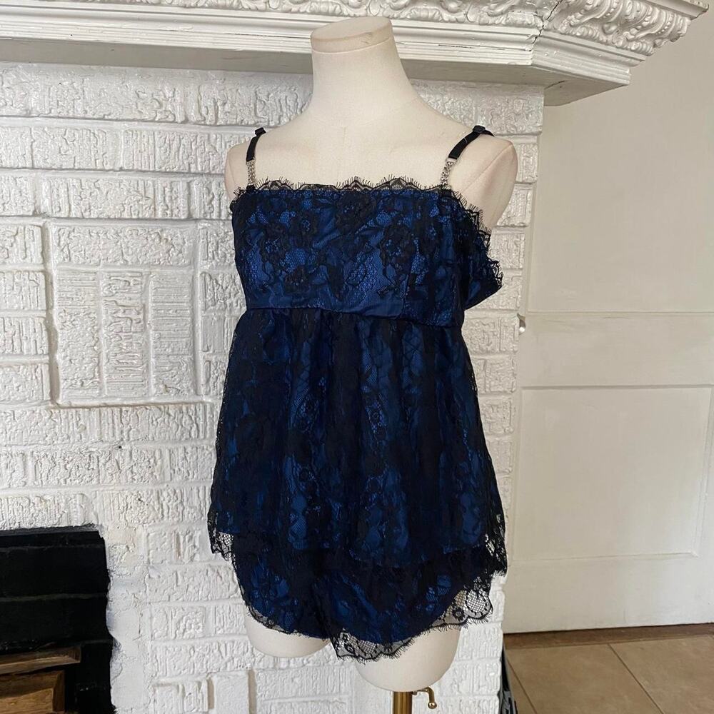 Vintage y2k blue lace babydoll set
